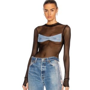 SAMI MIRO VINTAGE
Denim Patch Mesh Bodysuit